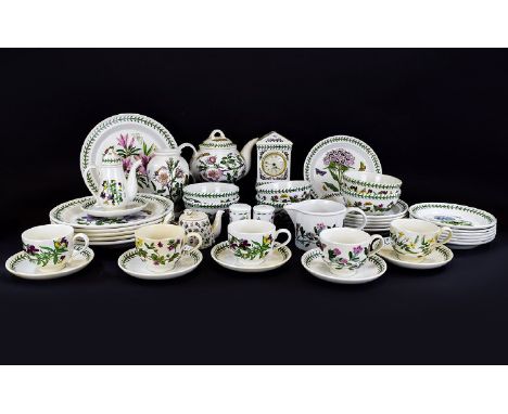 Portmeirion Potter The Botanic Garden Tea Service 48 Pieces to include Salt and Pepper pots, Tea Pot, Bowls, Plates, Vase, Mi