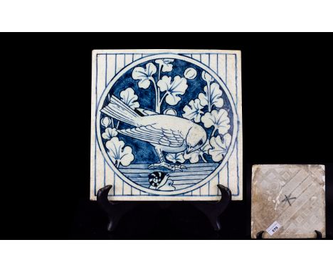 Antique Mintons China Works Stoke On Trent Decorative Tile Large hand painted  ceramic tile in the style of William De Morgan