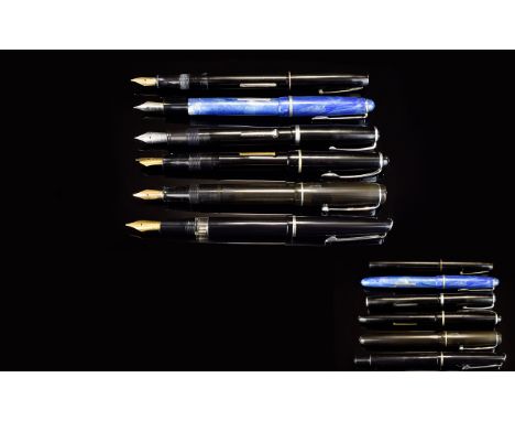 A Good Collection Of Early To Mid 20th Century Fountain Pens. (6) Six in total including Osmiroid 65 Fountain Pen in sea blue
