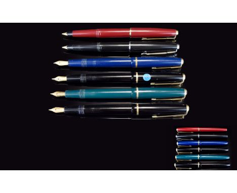 A Very Good Collection of Vintage Parker Fountain Pens ( 6 ) Six In Total. Comprises 1/ Parker Slim-fold 6 Fountain Pen, Teal