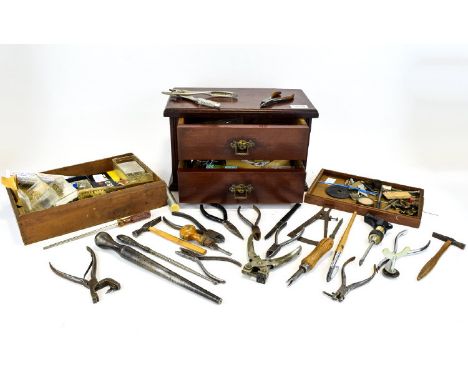 A Large Collection Of Jewellery Findings And Vintage Tools A varied collection to include two drawer wood box filled with wat