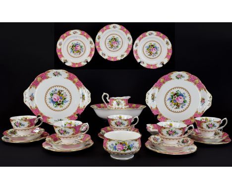 Royal Albert - Early and Impressive Fine Bone China ( 90 ) Piece Dinner and Tea Service ' Lady Carlyle ' Pattern. Comprises 1
