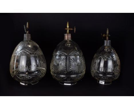 Set Of Three Victorian Cut Glass Optics With Brass Taps, Marked To Body, White Port, Special Scotch & Scotch. One With damage