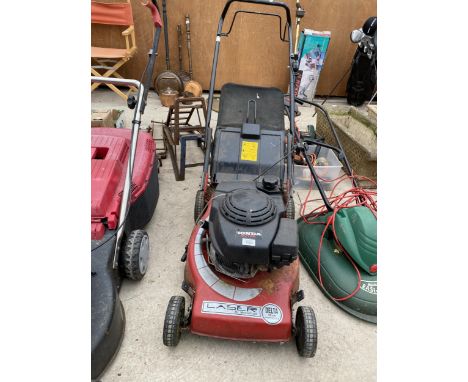 A LASER BY MOUNTFIELD PETROL LAWN MOWER WITH HONDA ENGINE 