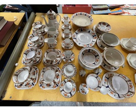 A QUANTITY OF TUSCAN CHINA TO INCLUDE A COFFEE POT, CREAM AND MILK JUG, CUPS, SAUCERS, PLATES, COFFEE CANS AND SAUCERS, BOWLS