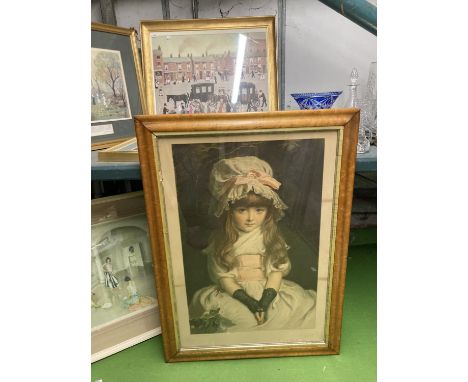 A LARGE WALNUT FRAMED PRINT ENTITLED 'CHERRY RIPE' PAINTED BY J. E. MILLAIS 65CM X 90CM 