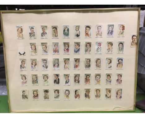 A LARGE FRAMED COLLECTION OF PLAYERS CIGARETTE CARDS 'VINTAGE MOVIE STARS' 