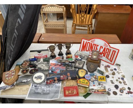 A LARGE QUANTITY OF AUTOMOBILE MEMORABILIA FROM THE PERSONAL COLLECTION OF RALLYMAN REVERAND RUPERT JONES TO INCLUDE TROPHIES
