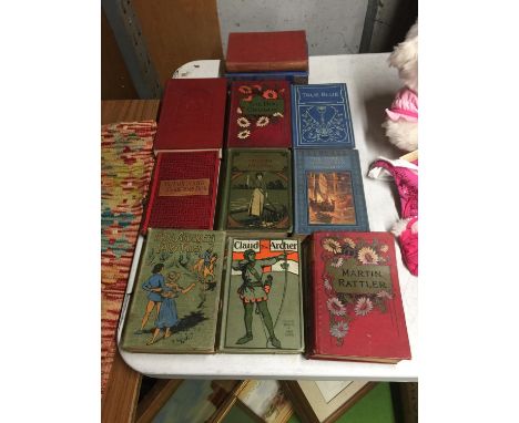 A QUANTITY OF VINTAGE HARDBACK BOOKS TO INCLUDE HANS ANDERSON FAIRY TALES, THE DOG CRUSOE, THE MILLERS DAUGHTER, ETC 