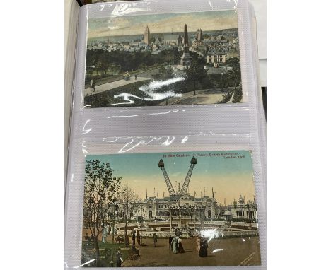 AN ALBUM OF VINTAGE POSTCARDS TO INCLUDE COMEDY, ANIMALS, BIRTHDAY, BABY, SCENIC, ETC 