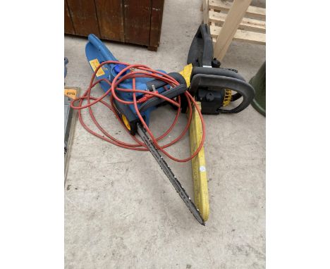 A PETROL ENGINE MCCULLOCH CHAINSAW AND A FURTHER WORKZONE ELECTRIC CHAINSAW 