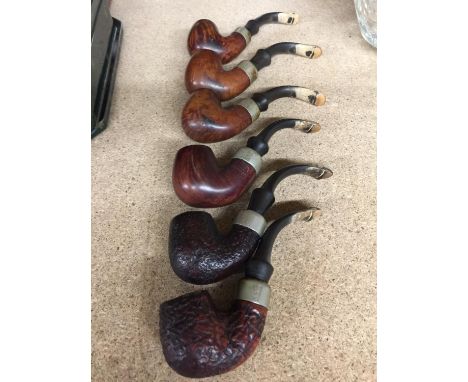 SIX PETERSON BRIAR PIPES - PLEASE NOTE THERE IS A STAMP K &amp; P PETERSON ON THE PIPES 