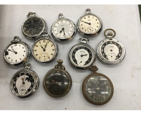 A COLLECTION OF TEN VINTAGE POCKET WATCHES ALL A/F FOR SPARES OR REPAIRS 