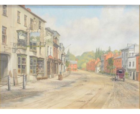 Geoffrey R Herickx,Market Harborouhh High Street,oil on cnavas, signed,44x59cm.