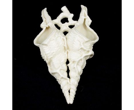 Royal Worcester wall pocket, formed as two adjoined shells, 27cm long.