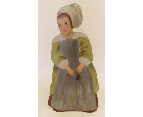 A vintage painted wooden cut out figure of 17th century style woman