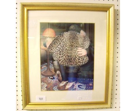 A Beryl Cook print 'Leopard Skin Coat' - 26 x 20cm