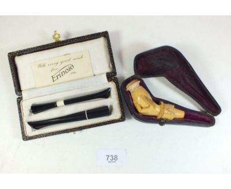 Two Erinoid cigarette holders and a Meerschaum pipe a/f