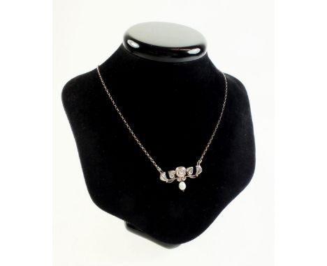 Ola Gorie - silver Celtic style necklace suspended pearl