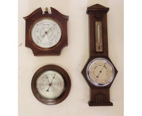 Three vintage wooden barometers, one by Committi of London and one by Negretti and Zamba of London (glass a/f)