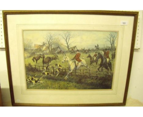A print of a hunting scene by George Wright - 32 x 48cm