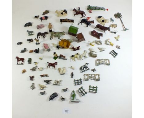 An early 20th century lead farm and hunting set of figures, mainly Britains