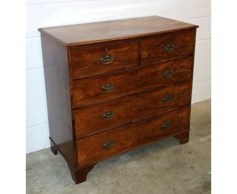 George III mahogany chest, two short, three long drawers on bracket feet, H. 99 cm, W. 106 cm, D. 52 cm 