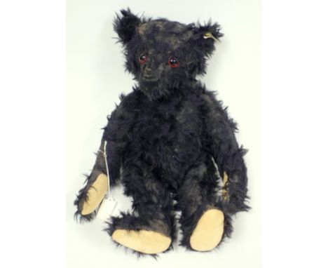 Steiff replica Titanic black plush bear with articulated limbs, no. 580 of a limited edition, H 49cm 