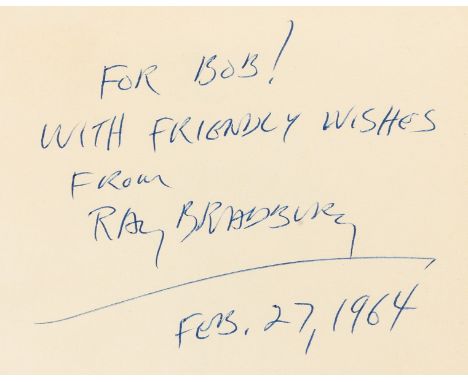 Bradbury (Ray) The Machineries of Joy, "For Bob! With friendly wishes from Ray Bradbury, Feb. 27, 1964" to endpaper, light st