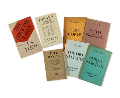 Eliot (T.S.) [Four Quartets], 4 vol., comprising East Coker, first Faber edition, foxing, covers browned, spine chipped and b