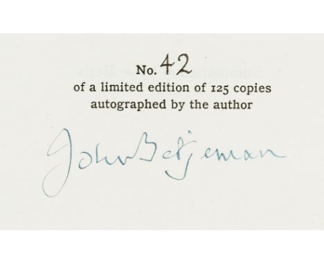 Betjeman (John) Summoned by Bells, number 42 of 125 specially-bound copies on hand-made paper and signed by the author, etche