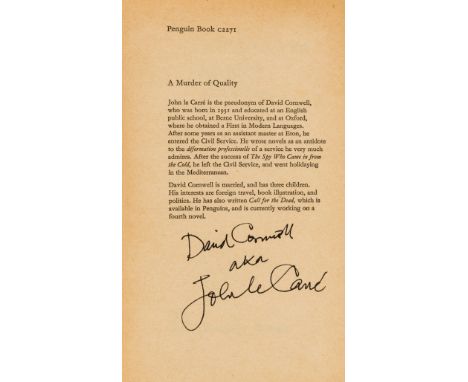 Le Carré (John) A Murder of Quality, first Penguin edition, double-signed by the author on front endpaper, light marginal ton