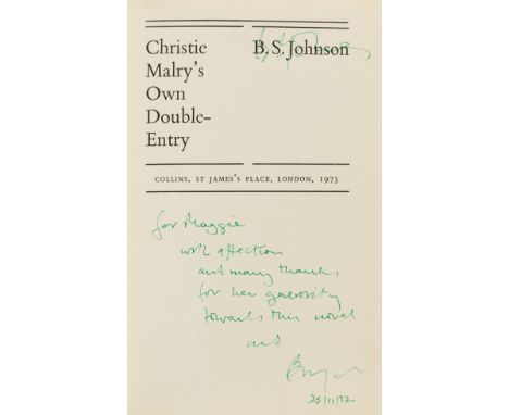 Johnson (B. S.) Christie Malry's Own Double-Entry, first edition, signed presentation inscription from the author "For Maggie