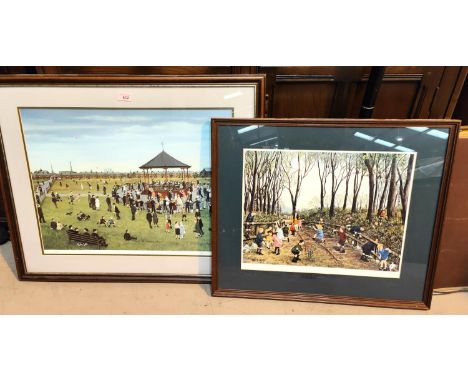 A large pencil signed limited edition Tom Dodson print Bandstand, another smaller of children playing&nbsp; 