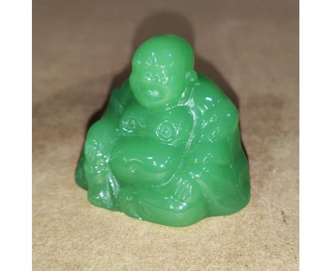 A Chinese jade coloured glass figure of Ho-tai&nbsp;