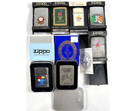 Seven various sports related Zippo lighters:&nbsp; 2 x Atlanta 1996 Olympics; World Cup Ireland; Barcelona 92 Slimline; Ameri