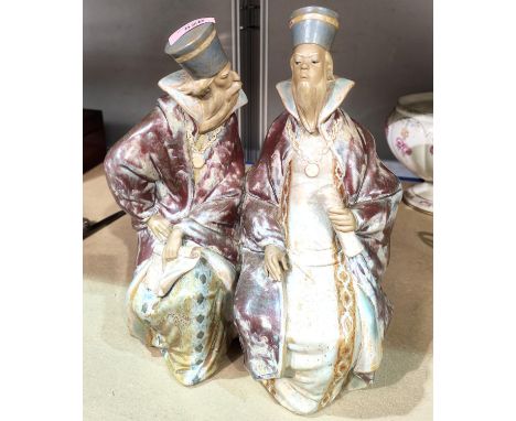 A large Lladro group of 2 wise men seated with scrolls, bisque finish, height 30cm&nbsp; 