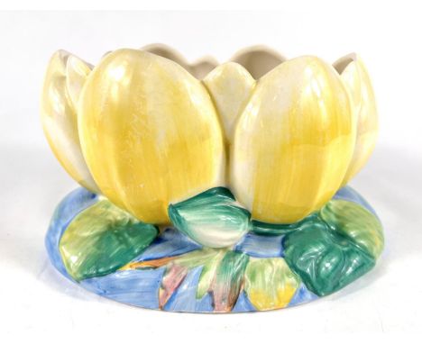 Clarice Cliff for Newport Pottery, a bowl in the form of a waterlily, printed mark, length 22 cm 