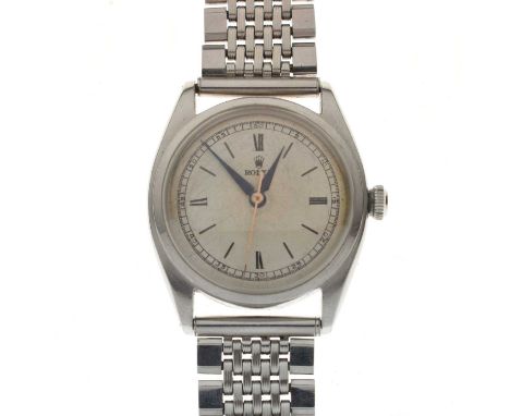 Rolex - Gentleman's Oyster stainless steel wristwatch, red 4365, circa 1940s, having a silvered dial with baton and quarter R