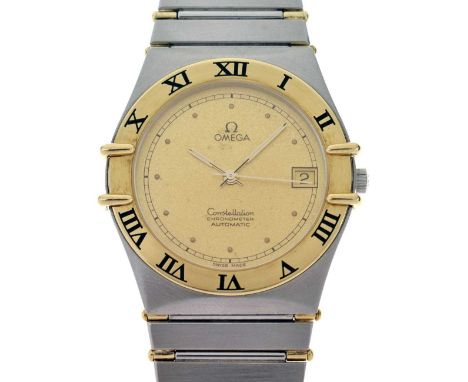 Omega - Gentleman's Constellation Chronometer Automatic two-tone stainless steel wristwatch, ref.3680875.1 having a textured 