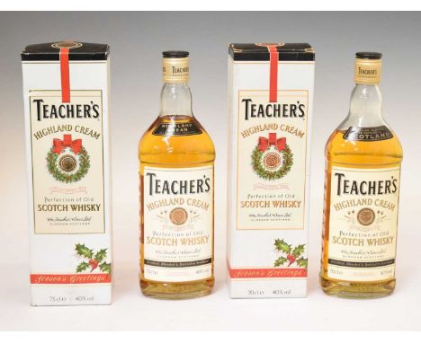 Teacher's 'Highland Cream' Old Scotch Whisky, 2 bottles in card cases