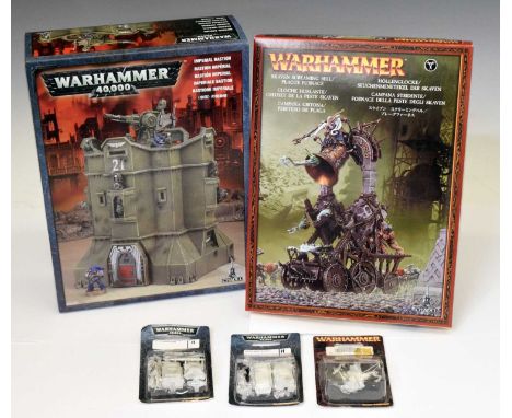 Warhammer 40,000 Imperial Bastion set, together with Skaven Screaming Bell/Plaque Furnace, both boxed, and three blister pack