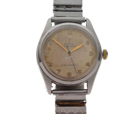 Rolex - Gentleman's Oyster Royal stainless steel wristwatch, ref.6144, circa 1951, having an off-white dial with applied gilt