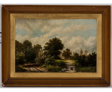 WILLIAM HENRY MANDER (BRITISH 1850 - 1922),
FIGURES ON COUNTRY PATHS, a pair
oil on canvas, both signed
31cm x 46cm
Framed