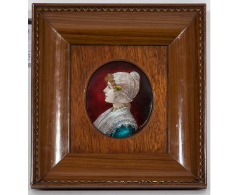 PIERRE BONNAUD (FRENCH 1865-1930),
PORTRAIT OF A YOUNG GIRL
enamel, signed P. Bonnaud to the right and inscribed Limoges on t