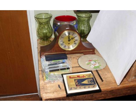 Parker pens, mantel clock, glass, planter, Royal InterOcean Lines menu.