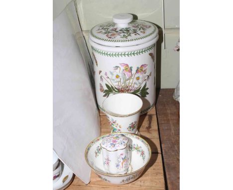 Portmeirion bread crock Coalport Ming Rose bowl, planter and stand and Hammersley lidded pot.