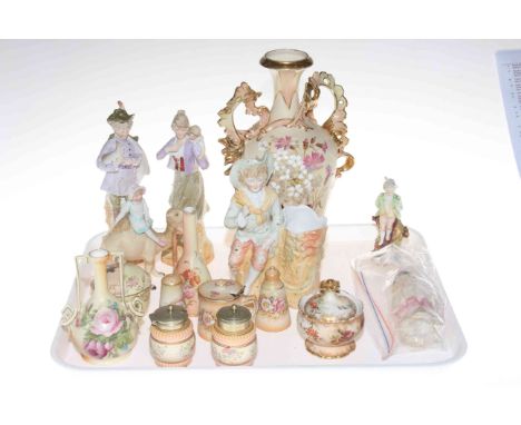 Austrian vase, Worcester figure, bisque figures and other china.