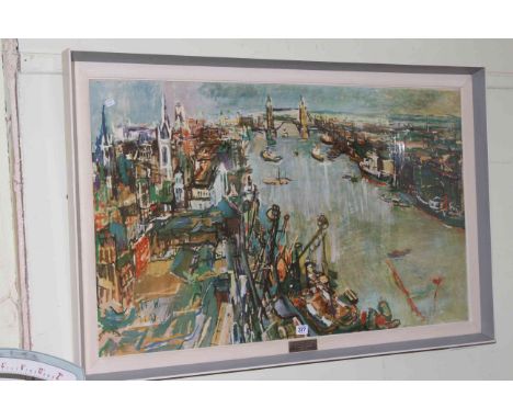 1960's framed print of Boats on the Thames.