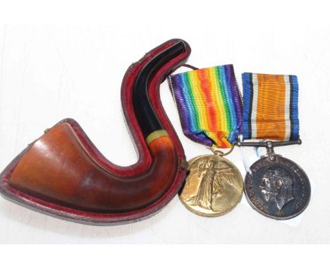 Two WWI medals for TS.9417 DVR, J.C. Hanson ASC, and cased meerschaum pipe (3).